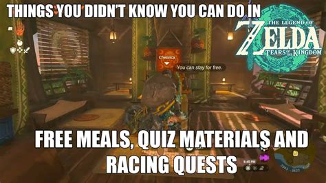 Free Meals Materials And Race Quests In Lurelin The Legend Of Zelda