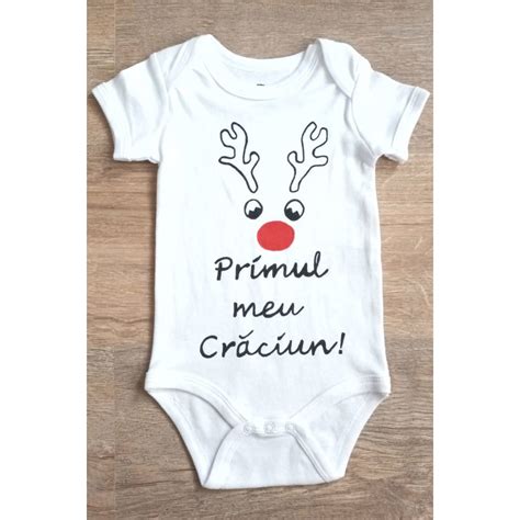 Body Bebe Primul Meu Craciun Alb Pictat Manual Bumbac 3 6 Luni