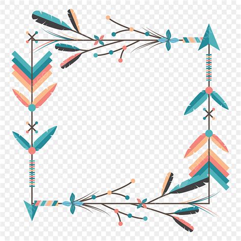 Teather Vector Hd Images Boho Frame Flat Design Arrows Teathers