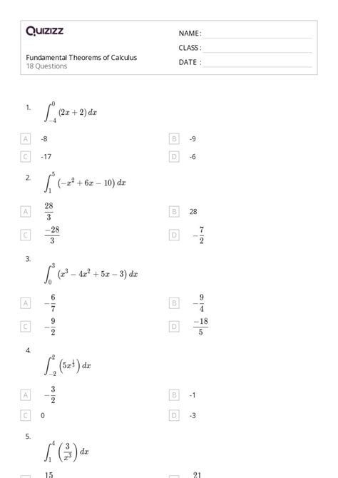 50 Integral Calculus Worksheets For 11th Grade On Quizizz Free And Printable