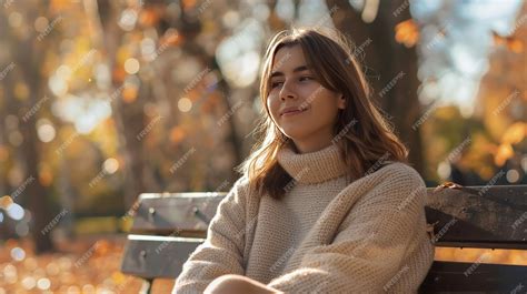 Premium Photo Girl Sitting On Park Bench