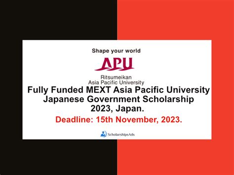 Mext Asia Pacific University Japanese Government Scholarship Japan