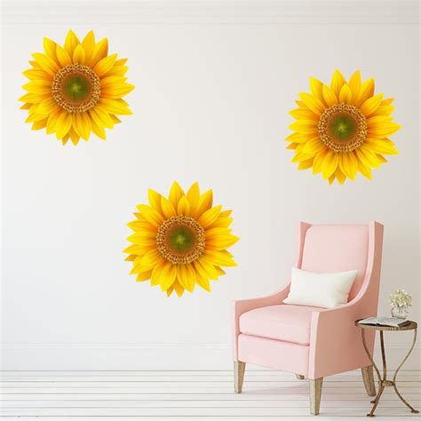 Home And Living Flower Vinyl Sticker Sunflower Murals Sunflower Wall