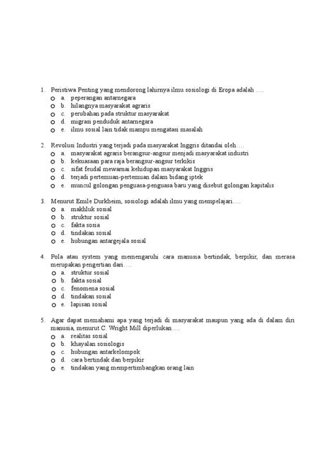 Soal Sosiologi Sma Pdf