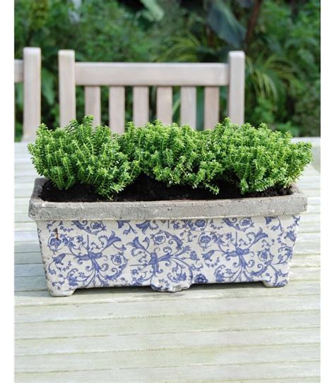 Bluewhite Aged Ceramic Rectangular Planter Woolovers Uk