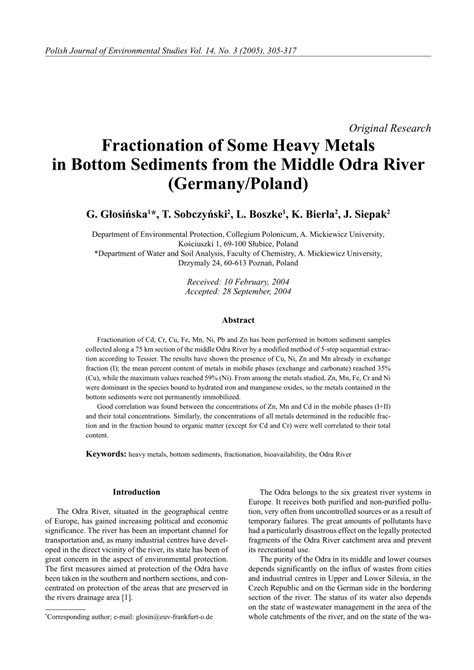 Pdf Fractionation Of Some Heavy Metals In Bottom Sediments From The