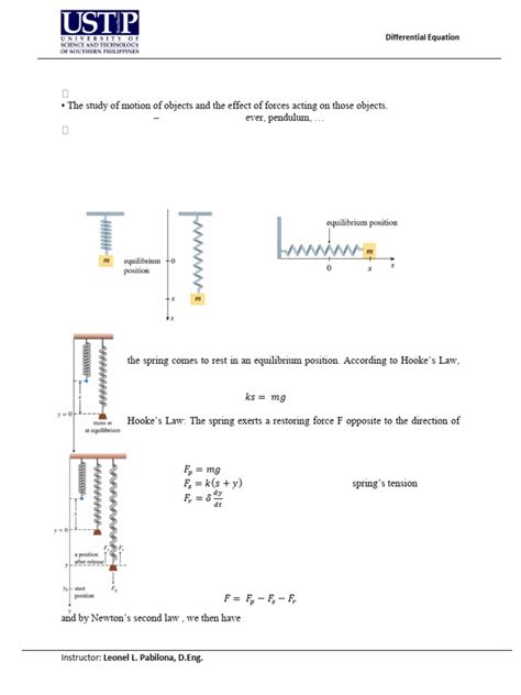 Differential Equation Es 208 Topic 7 Pdf Damping Force