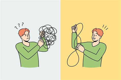 Man Untangle Puzzle Find Answers To Mental Problems Unhappy And Happy