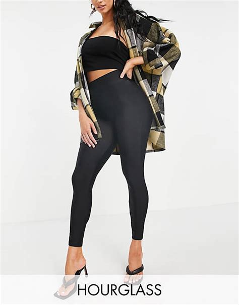 Asos Design Hourglass Legging With High Waist In Matte Sheen In Black