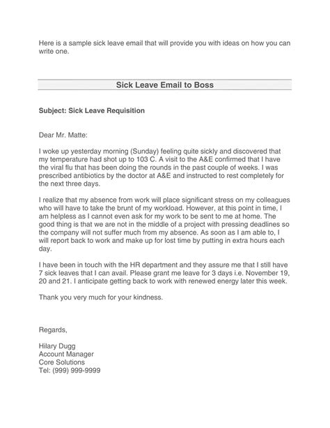 49 Professional Sick Leave Email Templates Templatelab