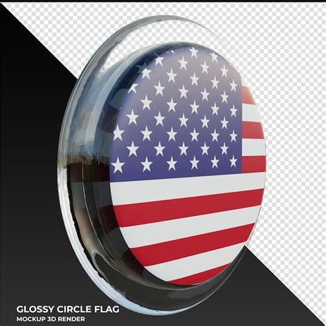 United states0003 bandera de círculo brillante con textura 3d realista