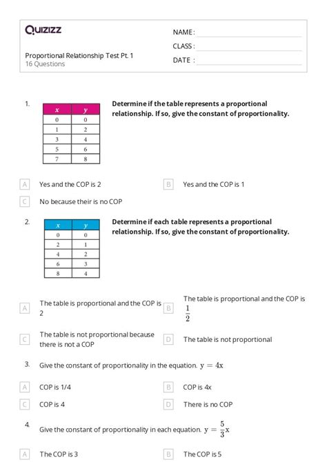 50 Proportional Relationships Worksheets For 5th Class On Quizizz Free And Printable