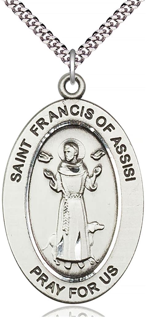 Sterling Silver St Francis Of Assisi Pendant With Chain 1 X 5 8 Ewtn Religious Catalogue