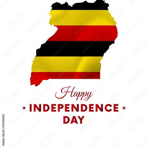 Banner or poster of Uganda independence day celebration. Uganda map. Waving flag. Vector ...