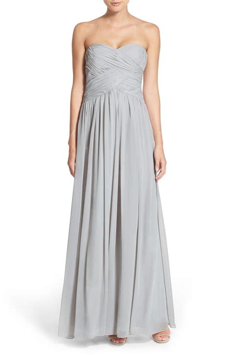 Js Boutique Strapless Ruched Chiffon Gown Nordstrom