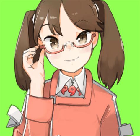 Safebooru 1girl Adjusting Eyewear Brown Eyes Brown Hair Co Botan Commentary Request Green