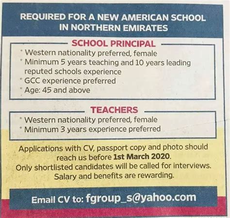 Hiring School Principle And Teacher Dubai UAE Gulf Career Hunt