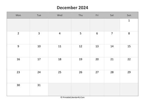 Editable And Printable December 2024 Calendar Printable Online