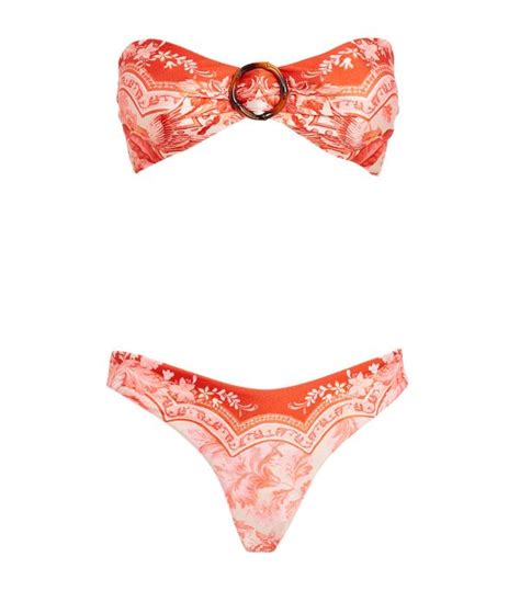 Womens ZIMMERMANN Red Lyre Bamboo Ring Detail Bikini Harrods UK