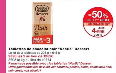 Promo Tablettes De Chocolat Noir Nestlé Dessert Chez Monoprix