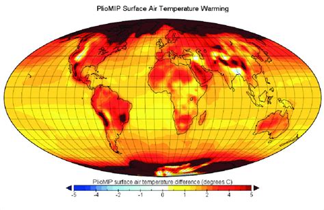 Mean Annual Surface Air Temperature Anomaly Mid Pliocene Minus