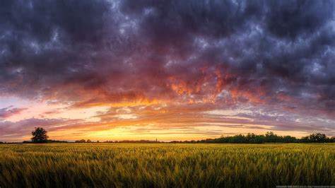 Hd Wallpaper Nature Sky Landscape Atmosphere Field Clouds