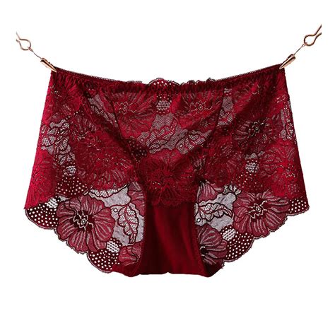 Underwear Women Plus Size Sexy Lace Panties Transparent Briefs Seamless