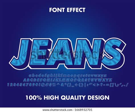 Jeans Texture Text Effect Font Effect Stock Vector Royalty Free