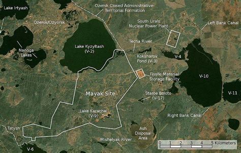 2 Satellite Imagemap Of The Mayak Nuclear Facility And Surrounds