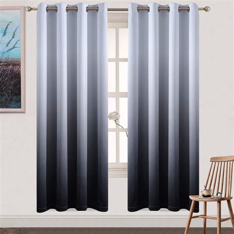 Yakamok Light Blocking Gradient Color Curtains Black Ombre