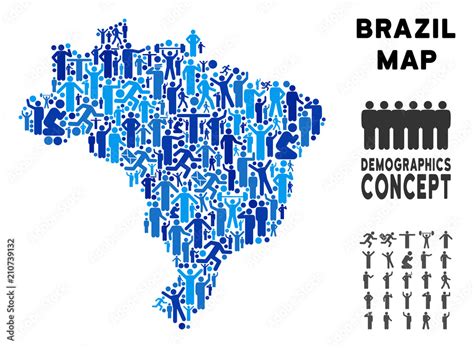 Vector Population Brazil Map Demography Collage Of Brazil Map Designed