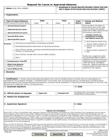 Fillable Opm Form 630 Printable Forms Free Online