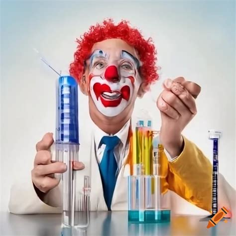 Satirical Illustration Of A Clown Scientist In A Chemistry Lab On Craiyon