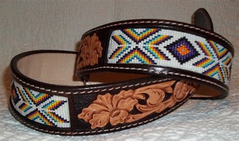 Custom Made Leather Belts With Beaded Insert Etsy