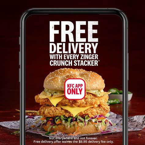 DEAL KFC Free Delivery With Zinger Crunch Stacker Via KFC App