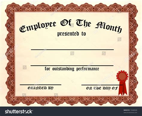 Employee Month Certificate Fill Blanks Stock Illustration 13448320