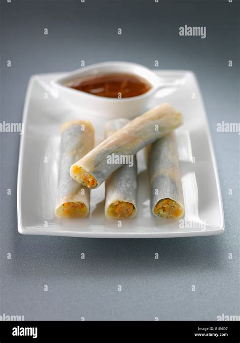 Mini Spring Rolls Stock Photo Alamy