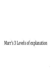 Understanding Marr S Levels Of Explanation In Cognitive Course Hero