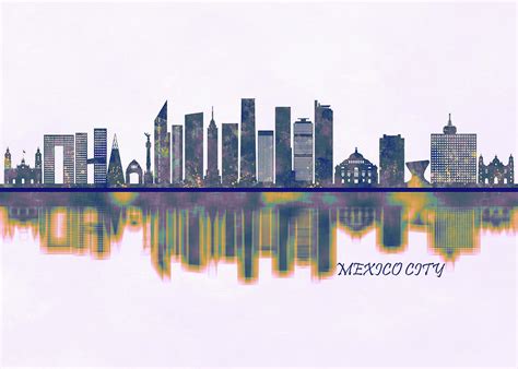 Mexico city Skyline Painting by NextWay Art - Fine Art America