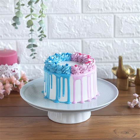 Chocolate Pink And Blue Frosting Cake 1kg Eggless Ovenfresh