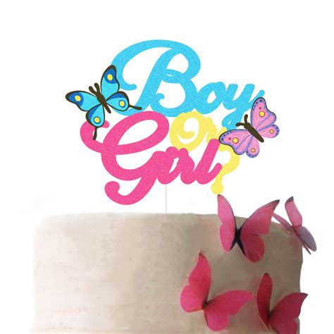 Buy Boy Or Girl Cake Topper Butterfly Gender Reveal Cake Topper Glitter