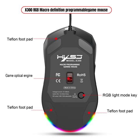 Hxsj X Ergonomic Macro Programming Gamer Usb Wired Mouse With