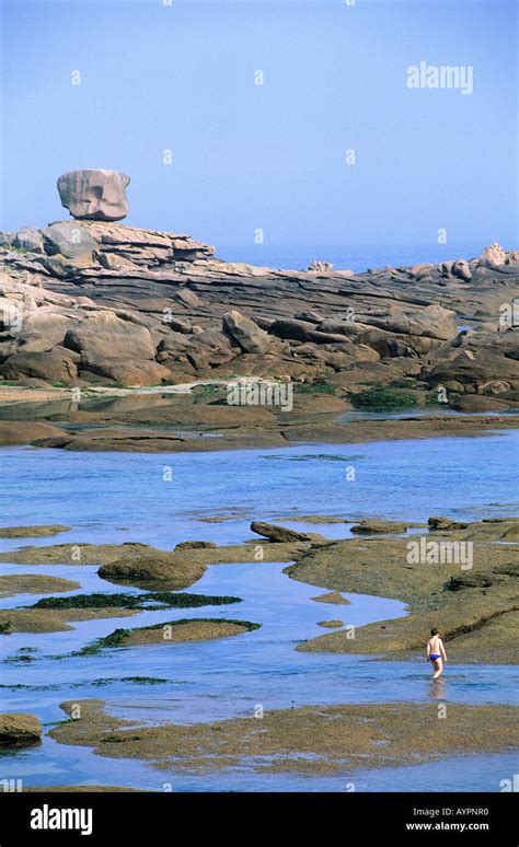 Rock Formations Of Pink Granite Along The Cote Granit Rosa Coast At