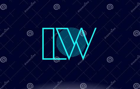 Lw L W Blue Line Circle Alphabet Letter Logo Icon Template Vector