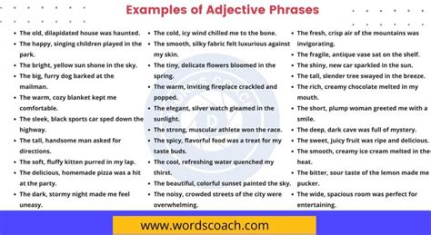 Adjective Phrase 50 Examples Of Adjective Phrases Word Coach