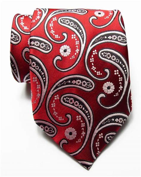 New Classic Paisley Red White Black Jacquard Woven Silk Men S Tie