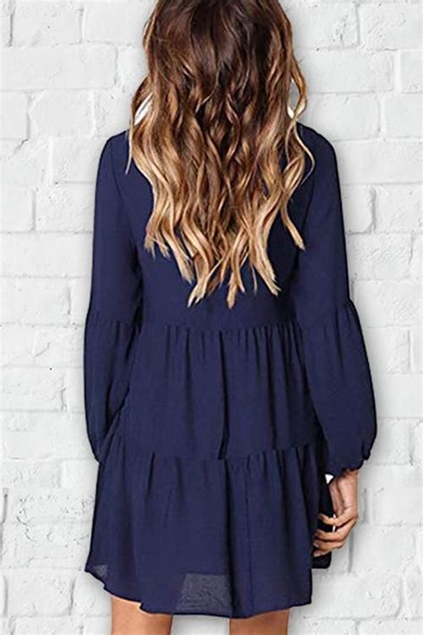 Drape Design Mini Dress Dark Blue S Mini Dress Long Sleeve Mini
