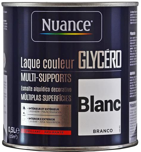 Laque Glycéro Blanc Brillant Multi support 0 5L Bricorama