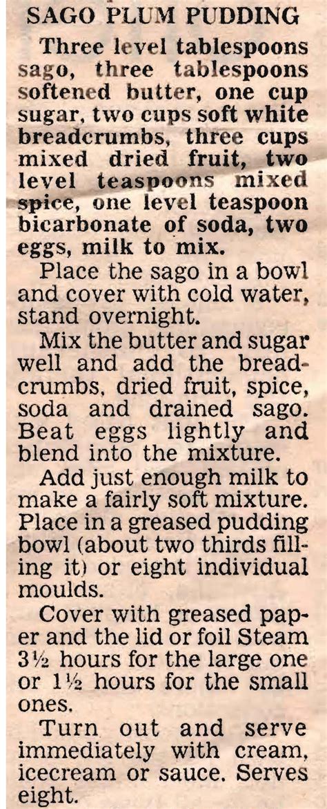 Sago Plum Pudding Bebs Recipe Drawer