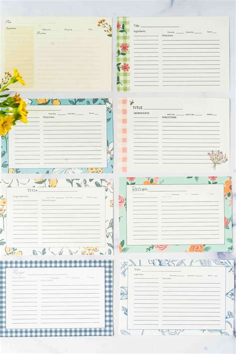 Printable Recipe Cards {10 Free + Beautiful Varieties}